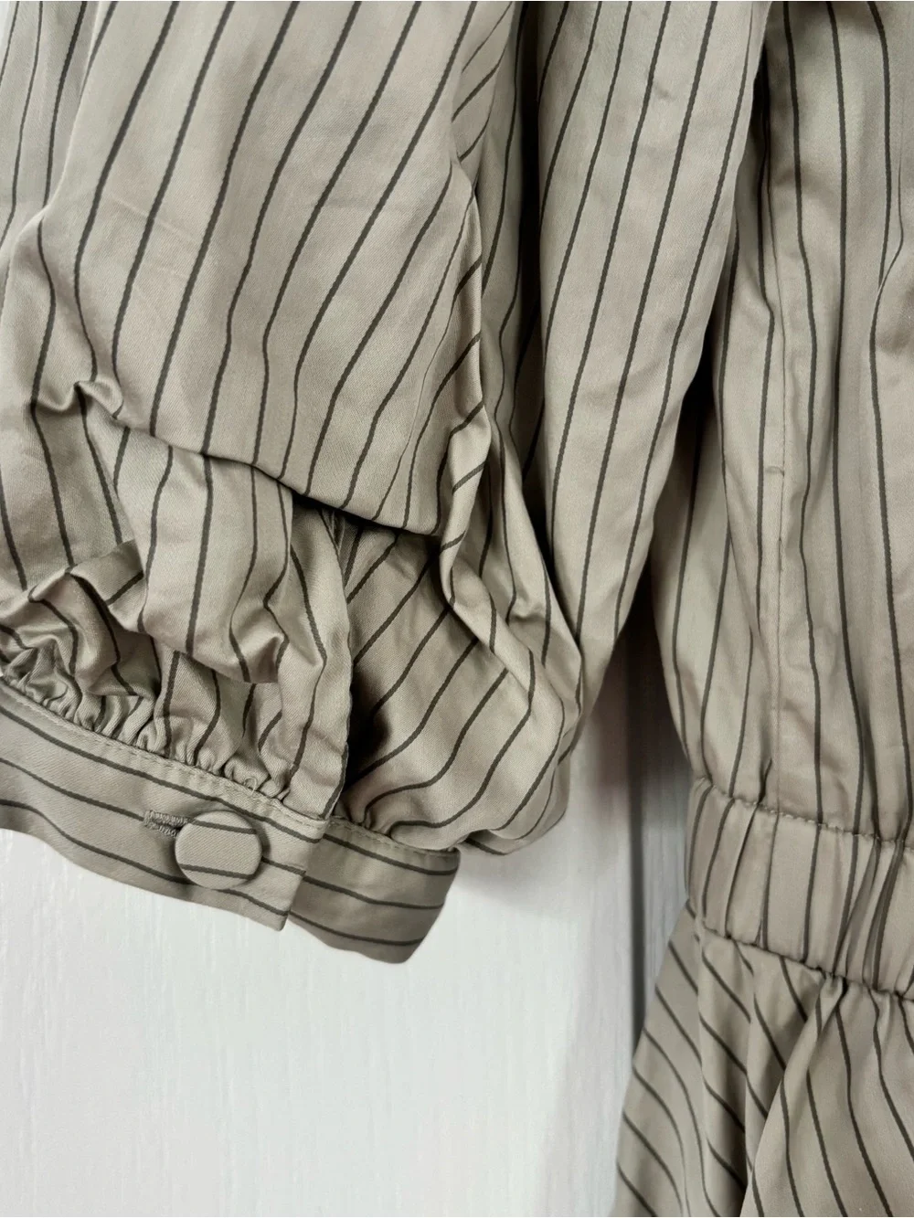 Club Monaco Beige Pinstripe Wrap Dress - Picture 4 of 5